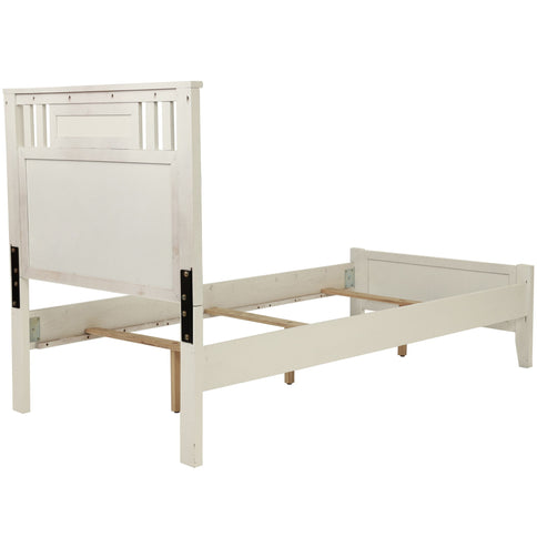 Simple Frame With Headboard And Vertical Carved Design