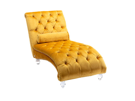 Chaise Lounge Indoor, Button Tufted Upholstered Chaise Lounge Chair With Pillow