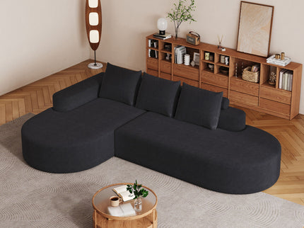 Modern Curved Sofa, L-Shaped Modular Sectional Set With 3 Pillows