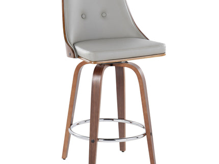 Gianna - Mid-Century Modern Fixed Height Stool With Swivel With Round Footrest (Set of 2)