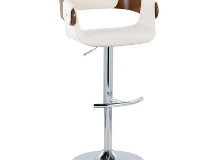 Elisa - Mid Century Modern Adjustable Barstool With Swivel With Rounded T Footrest (Set of 2)