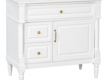 Freestanding Bathroom Vanity With Sink, Adjustable Shelf, Flip Drawer