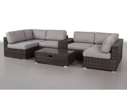 Elegant 4 Person Wicker Patio Seating Set With Cushions And Glass Top Table