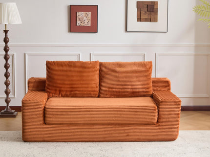 Comfortable Deep Seat Loveseat Sofa Bed, Reversible Cushion With Pillows