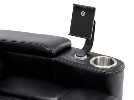 270° Power Swivel Recliner Home Theater Chair With Hidden Arm Storage, LED Light, Cup Holder, And Tray Table