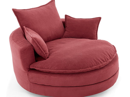 360° Swivel Accent Barrel Chair With Dual Layer Cushion And 3 Removable Pillows