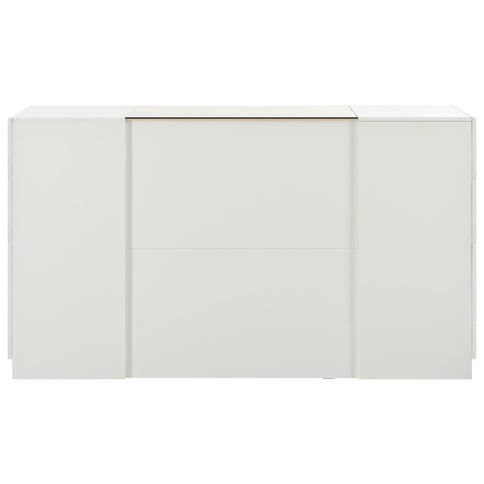 Modern Luxury Multi-Functional Island Vanity Dresser And Storage Cabinet With Glass Tabletop, Display Shelf, 6 Drawers For Walk In Wardrobe And Bedroom - Cream White