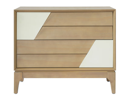 Japandi 2 Drawer Nightstand With Geometric Design