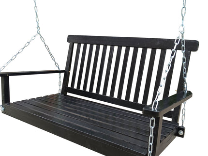 Front Porch Swing With Armrests For Outdoor Patio, Garden Yard, Backyard Or Sunroom