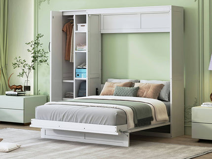 Murphy Wall Bed With Shelves, Wardrobe And LED Lights