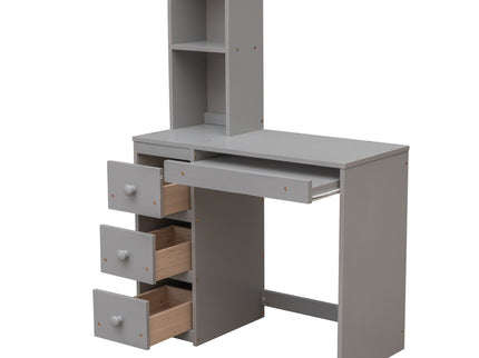 Loft Bed With Stand Alone Bed, Storage Staircase, Desk, Shelves, And Drawers