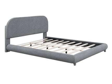 Upholstered Platform Bed With Thick Solid Frame And Stylish Curve-Shaped Design