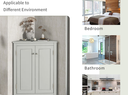 Triangle Bathroom Storage Cabinet With Adjustable Shelves, Freestanding Floor Cabinet For Home Kitchen