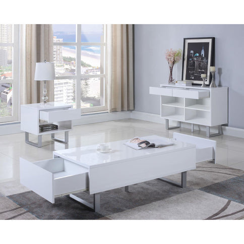 1 Drawer End Table With U-Shaped Legs - White