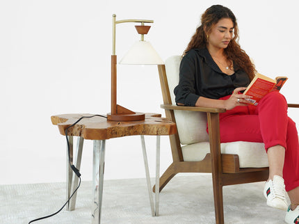 Nightstand Desk Lamp With Cone Shade For Eye Protection - Brown