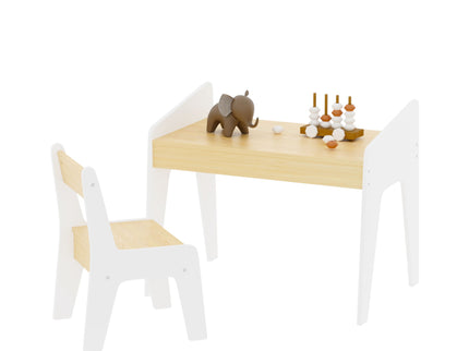 Table Set With 1 Chair, Children Study Table For Ages 2 - 8 - White
