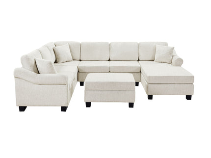 Contemporary U - Shaped Sectional Sofa With Movable Storage Ottoman