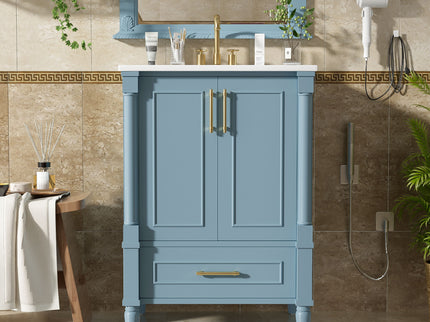 Bathroom Vanity With Ornate French Cylinder Legs, Soft Close Drawer