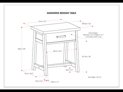 Sawhorse - Handcrafted Bedside Table