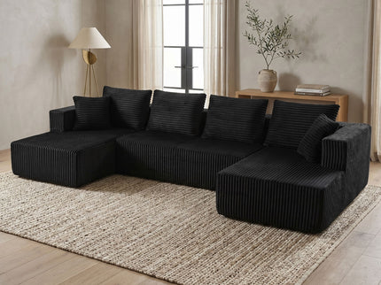 U-Shaped Modular Sectional Sofa With Double Chaise, Oversized Deep Seat For Living Room