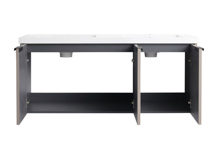 Contemporary Wall Mounted Bathroom Vanity With Resin Double Sink