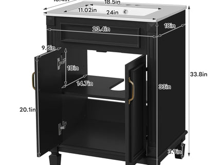 Bathroom Vanity With Top Sink, Cabinet With 2 Soft Closing Doors