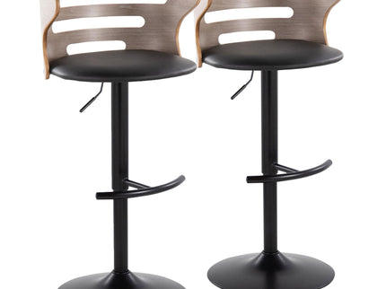 Cosi - Mid Century Modern Adjustable Barstool, Swivel With Rounded T Footrest (Set of 2)
