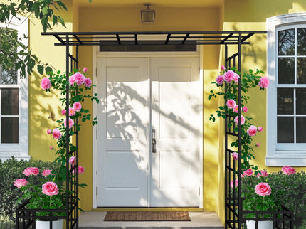 Garden Arch With Adjustable & Climbing Plants Support - Black