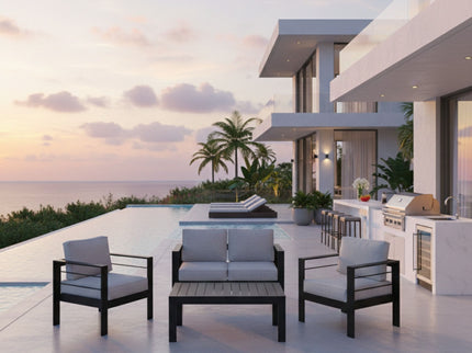 Outdoor Patio Set, All-Weather With Thick Cushions