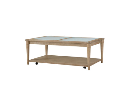 Frosted Glass Top Cocktail Table With Casters - Sand