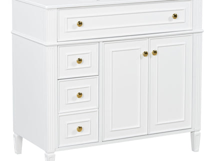 Bathroom Vanity With Sink, 3 Drawers & 2 Doors