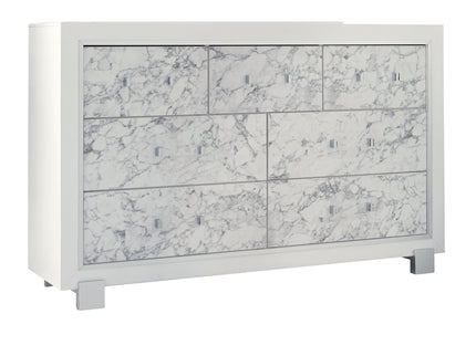 Skye - Marble Dresser - White
