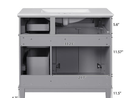 Modern Bathroom Vanity With Ceramic Sink, Soft Close Storage Cabinet