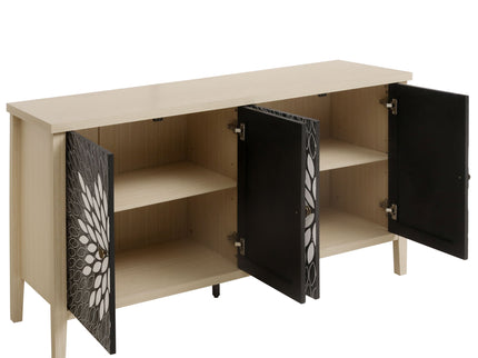 Modern Storage Cabinet With 4 Doors & Adjustable Shelves