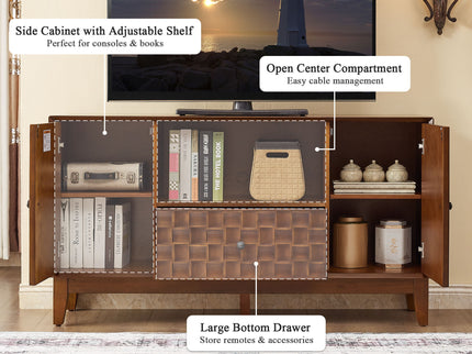 TV Stand With 3D Wood Texture - Brown