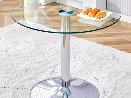 Modern Minimalist Round Dining Table With Glass Top