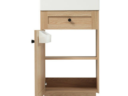 Bathroom Vanity With Reversible Resin Sink, Cabinet & Zinc Alloy Handles - Wood