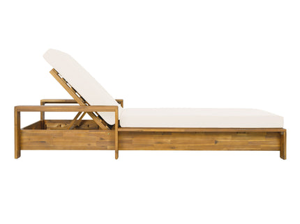 Chaise Lounge Set With 3 Position Adjustable Backrest, 2 Fold Cushion, Outdoor Recliner For Patio - Cream / Teak
