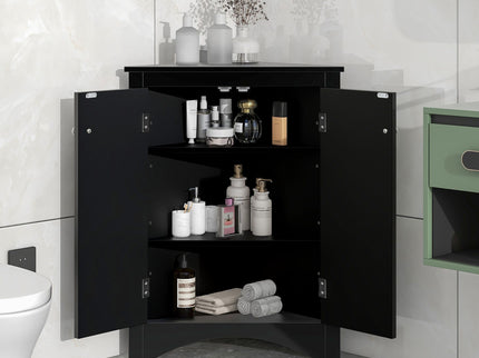 Triangle Bathroom Storage Cabinet With Adjustable Shelves, Freestanding Floor Cabinet For Home Kitchen