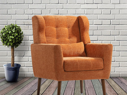 Modern Accent Chair, Arm Chairs For Living Room, Upholstered Mordern Armchair, Comfy Soft Padded Lounge Chair In Small Space, Bedroom, With Pillow, Solid Wood Leg
