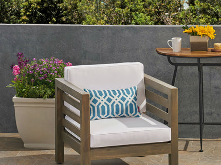 Outdoor Acacia Wood Patio Chair With Fabric Cushion