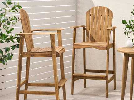 Outdoor Acacia Wood Adirondack Barstools (Set of 2)