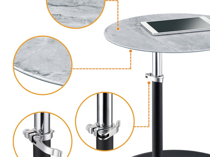 Orbit - 15.5" End Table With Height Adjustable Marble Textured Top