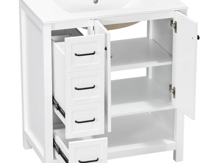 Bathroom Vanity With Sink Top, Bathroom Vanity Cabinet With 2 Doors And 2 Drawers, Open Shelf