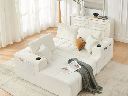 L - Shaped Sectional Sofa With Cup Holders & Side Pockets