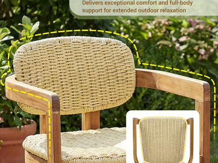 Outdoor Accent Armchairs For Patio (Set of 2) - Natural / Teak