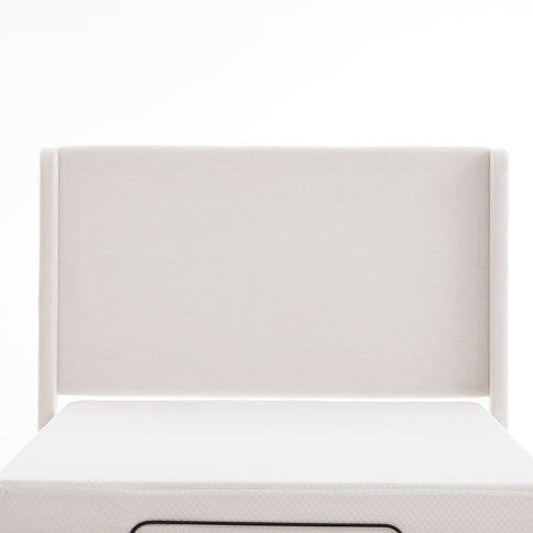 Caron - Queen Size Upholstered Wingback Bed With Adjustable Base Bundle Set - Ivory