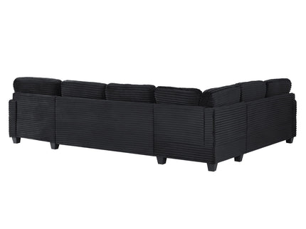 Upholstered U-Shaped Sectional Sofa With Movable Ottoman And Side Storage Pockets