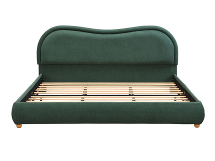 Upholstered Platform Bed Frame With Curved Headboard