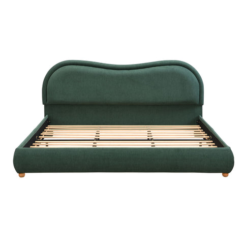 Upholstered Platform Bed Frame With Curved Headboard